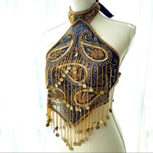 Festival belly dancing scarf top halter gold coin